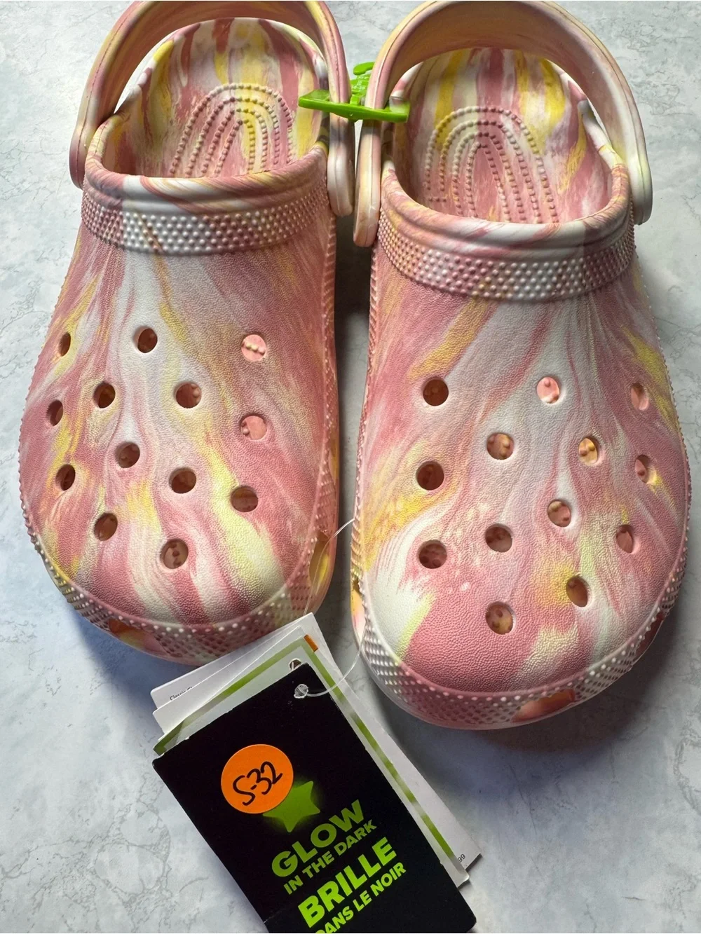 Crocs Classic Glow-In-The -Dark Clogs, Size 6Y/8W